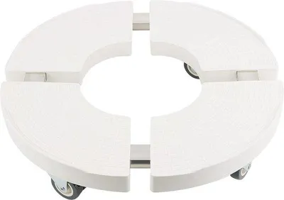 Obrázok produktu pre Záhradný vozík s priemerom 40–50 cm, nosnosť 150 kg – vozík na kvety s kolieskami – valec na kvety – okrúhly tvar – vozík – do záhrady – kvetináč – biely