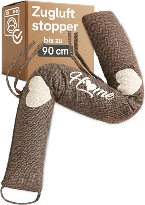 Produktbild von Zugluftstopper 90cm - Waschbarer Bezug - Energiesparend - Extra Schwer - Für Türen und Fenster - Braun