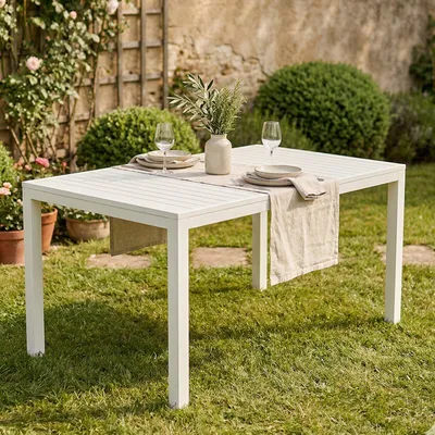 Produktbild von Dmora Gartentisch Maratea 150x90x72 cm Weiß, 6 Plätze