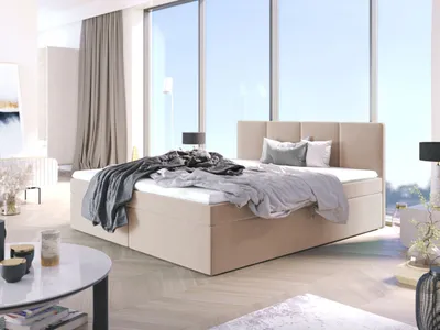 Produktbild von Bett, Boxspringbett STAR mit Bonell-Matratze, OHNE Topper, Bett mit 2 Bettkästen, Doppelbett, Stauraum, 180x200 cm (Beige - Fuego 152)