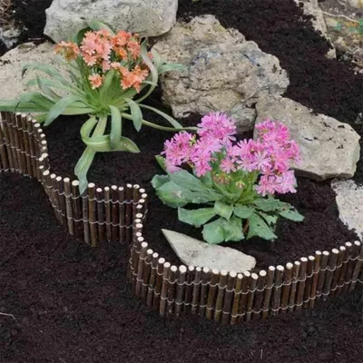 Imagen del producto de Borde de jardín de madera - Valla de sauce - Decoración para jardín - Diseño flexible - 200 x 30 cm - Natural