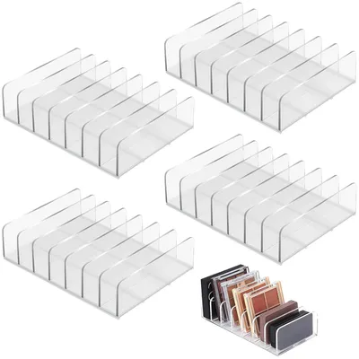Productafbeelding van Organisator voor oogschaduw, 4-delig, transparante oogschaduwdoos met 7 vakken, make-up palettehouder voor make-uptafel en badkamer
