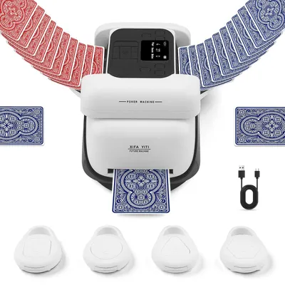 Produktbild von Automatischer Kartenmischer und Geber - 2-in-1 Poker Kartenmischmaschine - Mit Fernbedienung - Integrierter Würfelroller - 5 Spielmodi - Schwarz
