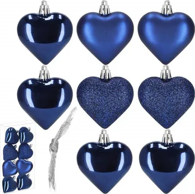 Image de Cœurs bleus, lot de 8 pièces, décorations de Noël