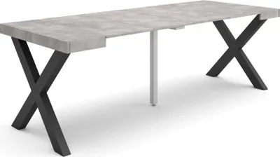 Produktbild von Ausziehbarertisch, 222x90x73cm, Für 10 Gäste, Massivholz Beine, Zementgrau