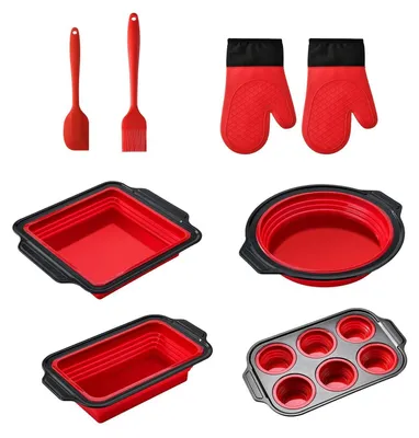 Imagen del producto de Juego de moldes de silicona para hornear con bandejas para hornear