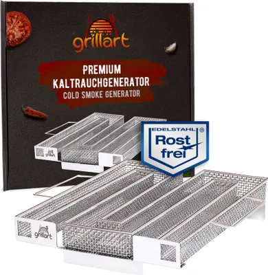 Produktbild von Premium Kaltrauchgenerator Edelstahl, rostfrei, langlebig, bis zu 20h Räucherzeit, 100g Späne