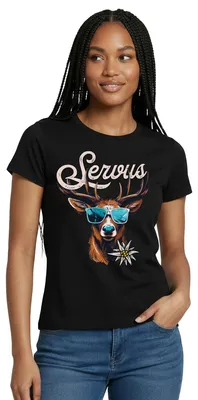 Produktbild von Spreadshirt Servus Hirsch Mit Sonnenbrille Frauen T-Shirt, L, Schwarz