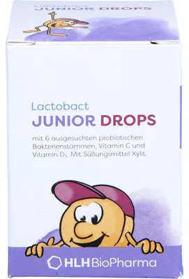 Obrázek produktu pro Lactobact Junior Drops s 6 biologicky aktivními bakteriálními kmeny, vitaminem C a vitaminem D3, 60 tablet