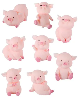 Productafbeelding van Set van 8 mini geluksschweinen voor decoratie en cadeau