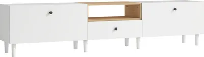 Image de Meuble TV 200 cm pour téléviseurs 90 pouces, 2 portes, tiroir, blanc