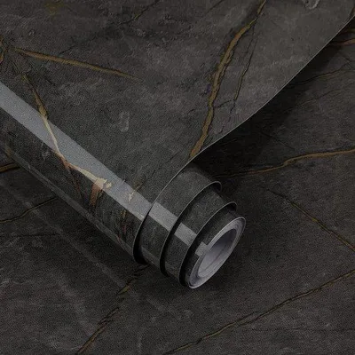 Zdjęcie produktu dla Samoprzylepna tapeta marmurowa – czarna taśma marmurowa 60 x 500 cm – wodoodporny papier kontaktowy – naklejki na meble do kuchni, łazienki i sypialni