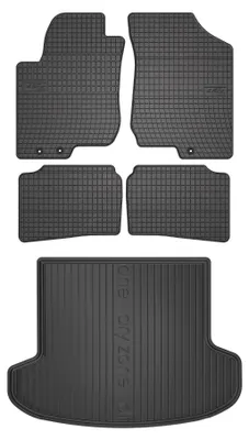 Image de Tapis en caoutchouc + bac de coffre pour Kia Cee`d I 2006-2012 (break, plancher fixe) – 5 pièces, noirs, sur mesure – Wielganizator SolidPRO