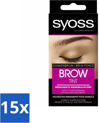 Productafbeelding van SYOSS – Wenkbrauwverf – Donkerbruin – Wenkbrauwverf – Langhoudende kleur – Tot 10 toepassingen – Voordeelverpakking – 15 stuks