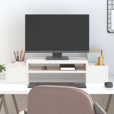 Produktbild von （Robust Möbel）Bildschirmständer/Monitorständer - Modernes Notebookständer - Weiß 70x27,5x15cm Massivholz Kiefer NEU961165 - Computertische