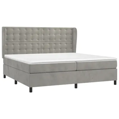 Productafbeelding van vidaXL Boxspringbed met matras, lichtgrijs, 200x200 cm, fluweel
