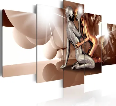 Produktbild von Leinwandbilder 200x100 cm h-A-0046-b-p Vlies Leinwandbild 5 tlg Kunstdruck modern Wandbilder XXL Wanddekoration Design Wand Bild ABSTRAKT LIEBE PAAR GESTALT