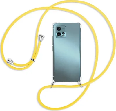 Produktbild von Handykette Backcover-Schutzhülle mit Band (Metall silberfarben) für Motorola Moto G72 (6.55'') - gelb