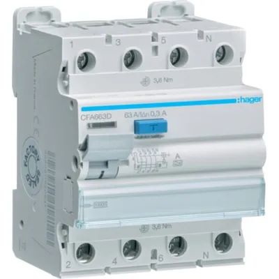 Produktbild von Hager FI-SCH. 4P 10KA 63A 300MA A (CFA663D)