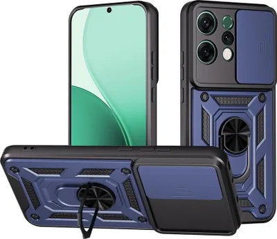 Produktbild von OPPO Reno14 Hülle - Coverup Armor Ring Ständer Back Cover mit Kamera Schutz - Blau