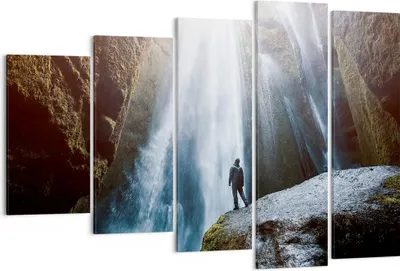 Produktbild von Bild auf Leinwand - Leinwandbild - Berg Wasserfall - 150x100cm - Wand Bild - Wanddeko - Wandbilder - Leinwanddruck - Bilder - Kunstdruck - Wanddekoration - Leinwand bilder - Wandkunst - EG150x100-4093