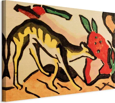 Produktbild von Vliesstoff Leinwandbild - Fabeltier (Franz Marc) 120x80 cm Reproduktionen l-F-12646-b-a