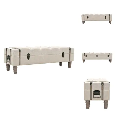 Image de vidaXL Banc de rangement en bois massif et acier 111 x 34 x 37 cm - Bancs de coffre et de couloir