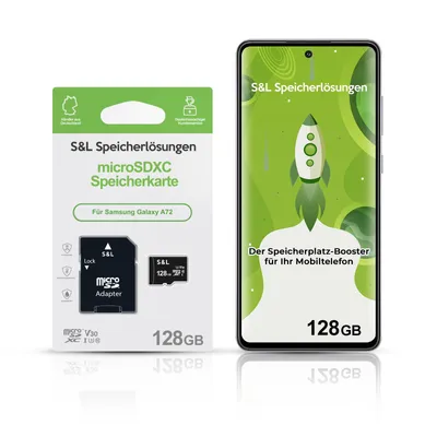 Produktbild von microSD Speicherkarte S&L für Samsung Galaxy A72 - Speicherkapazität: 128 GB