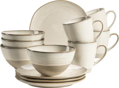 Immagine prodotto di Mäser 931818 Set colazione Nottingham per 4 persone, gres, beige (1 set, 12 pezzi)