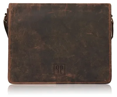 Produktbild von Paolo Peruzzi Herrentasche Umhängetasche Arbeit Tache aus Echtes Leder Vintage-Stil groß Braun