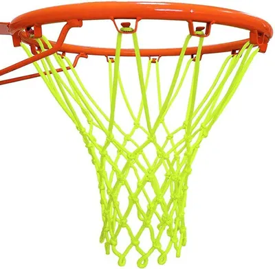Imagen del producto de Red de baloncesto tejida a mano, de nylon y algodón, de color verde brillante, ideal para entrenamientos nocturnos