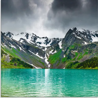 Produktbild von ARTland Glasbild Bergsee Größe: 30x30 cm