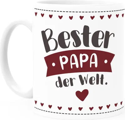 Produktbild von Kaffee-Tasse personalisierbar Beste/r Mama/Papa der Welt anpassbarer Name personalisierte Geschenke SpecialMe® Bester Papa bordeaux weiß Keramik-Tasse