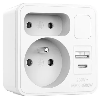 Produktbild von VELAMP ADAT-FR-12 Steckdosenverteiler mit USB-A+C und Licht
