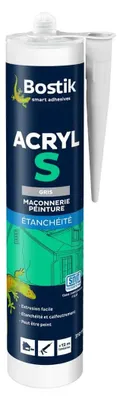 Image de Mastic acrylique BOSTIK Acryl S - Gris - Cartouche 310 ml - 30613664