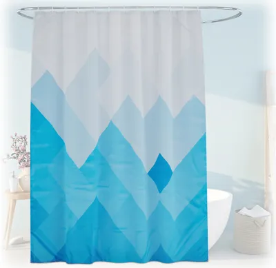 Obrázok produktu pre Relaxdays Geometrická sprchová záclona, kúpeľňová záclona 180x200, proti plesni, prateľná, 12 krúžkov, záclona do vane, viacfarebná