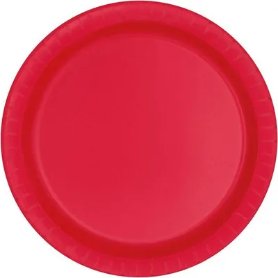 Produktbild von 8 rote runde Pappteller mit ca. 17,78 cm Durchmesser