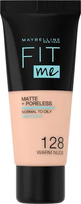 Produktbild von Maybelline Fit Me Matte & Poreless 128 Warm Nude, Röhre, Flüssigkeit, Beige, Warm Ivory, Messe, Licht, Mittel, Warm