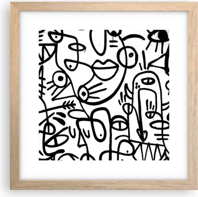 Produktbild von Gerahmtes Poster - Rahmen in heller Eiche - Zeichnen Cartoon Graffiti - 30x30 cm - Wand Bild - Wanddeko - Wandbilder - Kunstposter - Wandposter - Bilderrahmen - Bilder - Kunstdruck - P2NAC30x30-4971