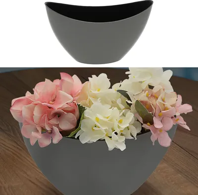 Produktbild von Deko Schale oval grau/schwarz 29x18x12cm Kunststoff Pflanzschale Snackschale Obstschale
