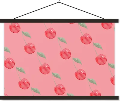 Produktbild von MuchoWow® Textilposter Kirsche - Obst - Rosa 120x80 cm mit schwarzem Rahmen - Wanddeko