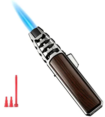 Immagine prodotto di Accendino antivento a getto - Fiamma regolabile - Ricaricabile - Marrone - Per candele e barbecue