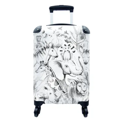 Produktbild von MuchoWow® Koffer Handgepäck Trolley Rollkoffer Kleine Reisekoffer mit 4 Rollen - Aquarelle - Tiere - Dschungel - Pastell - Jungen - Mädchen - Kinder - Kinder - Cabin Size < 55x40x23 cm & 55x40x20 cm - Kinderkoffer - Kabinenkoffer - Boardgepäck - Reise-Box - Reisekoffer - Reisegepäck - Koffer mit Bild - Trolley für Kinder