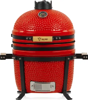 Produktbild von BBQ-Toro Kamado Grill Holzkohlegrill Ø 39 cm "SHIRO" mit Thermometer und Holzgriffen, Rot