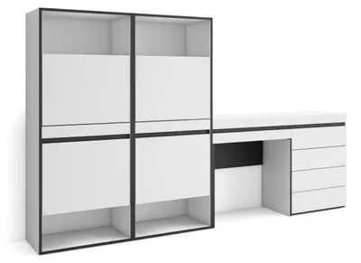 Schuhschrank 247x145x35 cm, 2 Klappen, 2 offene Fächer, weiß