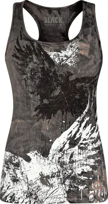 Produktbild von Black Premium by EMP Damen graues Top mit rockigem Allover-Print M