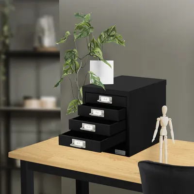 Produktbild von ML-Design Aktenschrank mit 5 Schubladen, 28x38x33 cm, Schwarz, Schubladenschrank aus Metall für DIN A4, mit Etikettenhalter