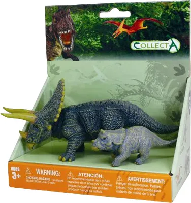 Produktbild von Set mit 2 handbemalten Figuren Triceratops mit Baby 89312