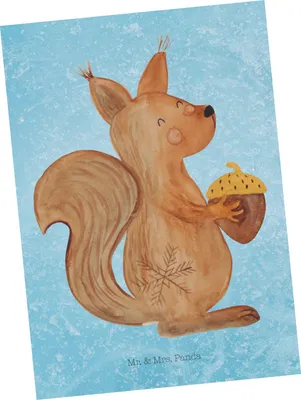 Produktbild von Mr. & Mrs. Panda Ansichtskarte Eichhörnchen Weihnachtszeit - Eisblau - Geschenk, Frohe Weihnachten, Weihnachtsmotiv, Weihnachtsgruß, Ansichtskarten, bildkarte, Postkarte