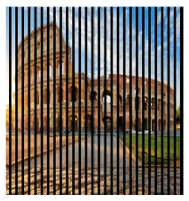 Produktbild von Akustikpaneele mit Digitaldruck Colosseum01 19 x 1133 x 1195 mm Rom Kolosseum MDF PET-Fasern Wandpaneele Braun Blau 2 Einzelplatten